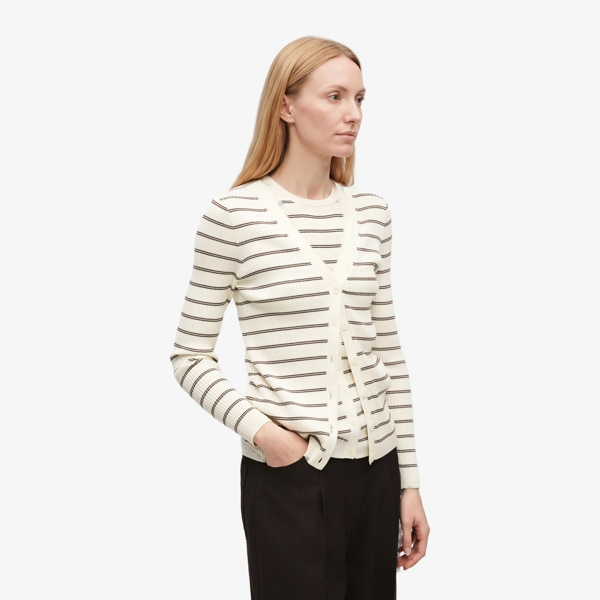 Ancien Striped Rib-Knit Cardigan ხედი 5