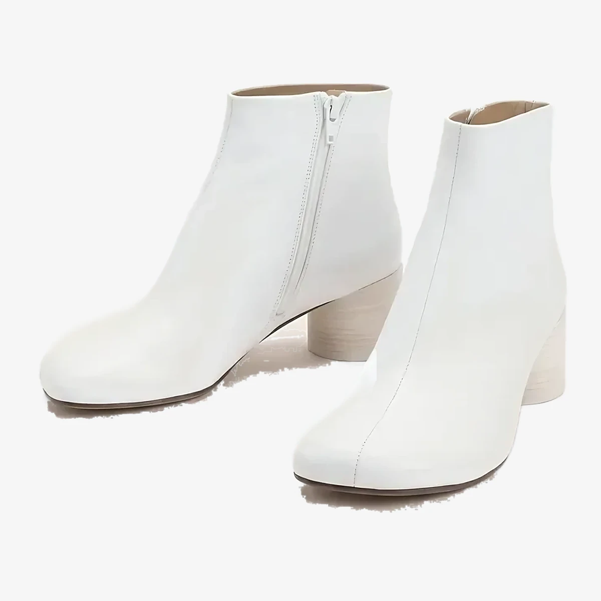 MM6 Maison Margiela Leather Ankle Boots With 5cm Internal Zip in White
