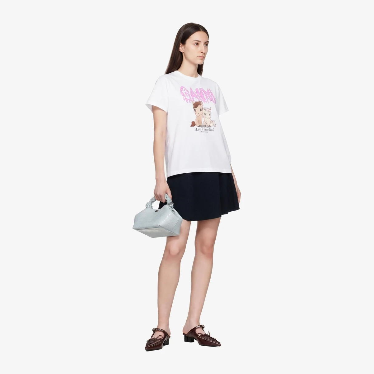 White Graphic Cotton T-shirt ხედი 3