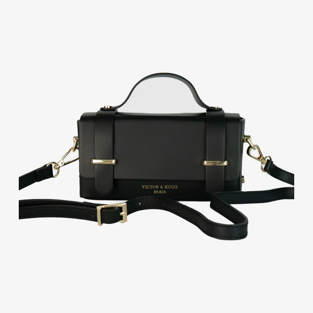 Victor & Hugo Boho Leather Crossbody Bag in Black