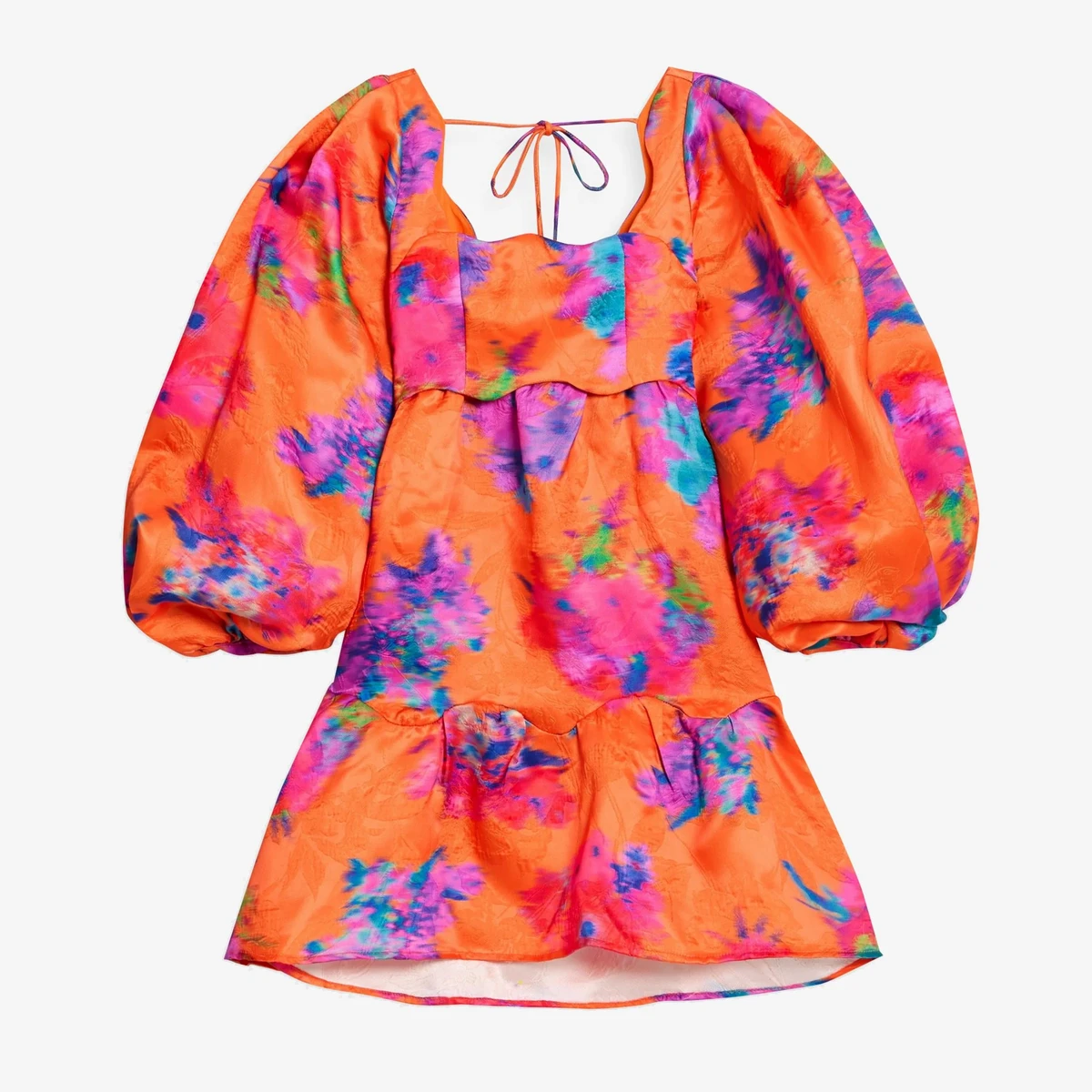Farm Rio Printed Jacquard Mini Dress in Orange