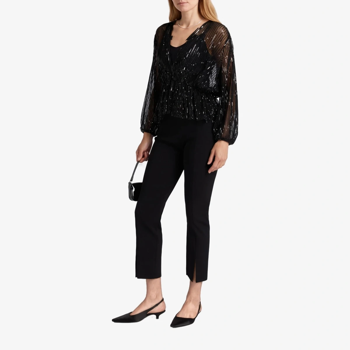 Sequin-Embellished Pleated Tulle Top вид 2