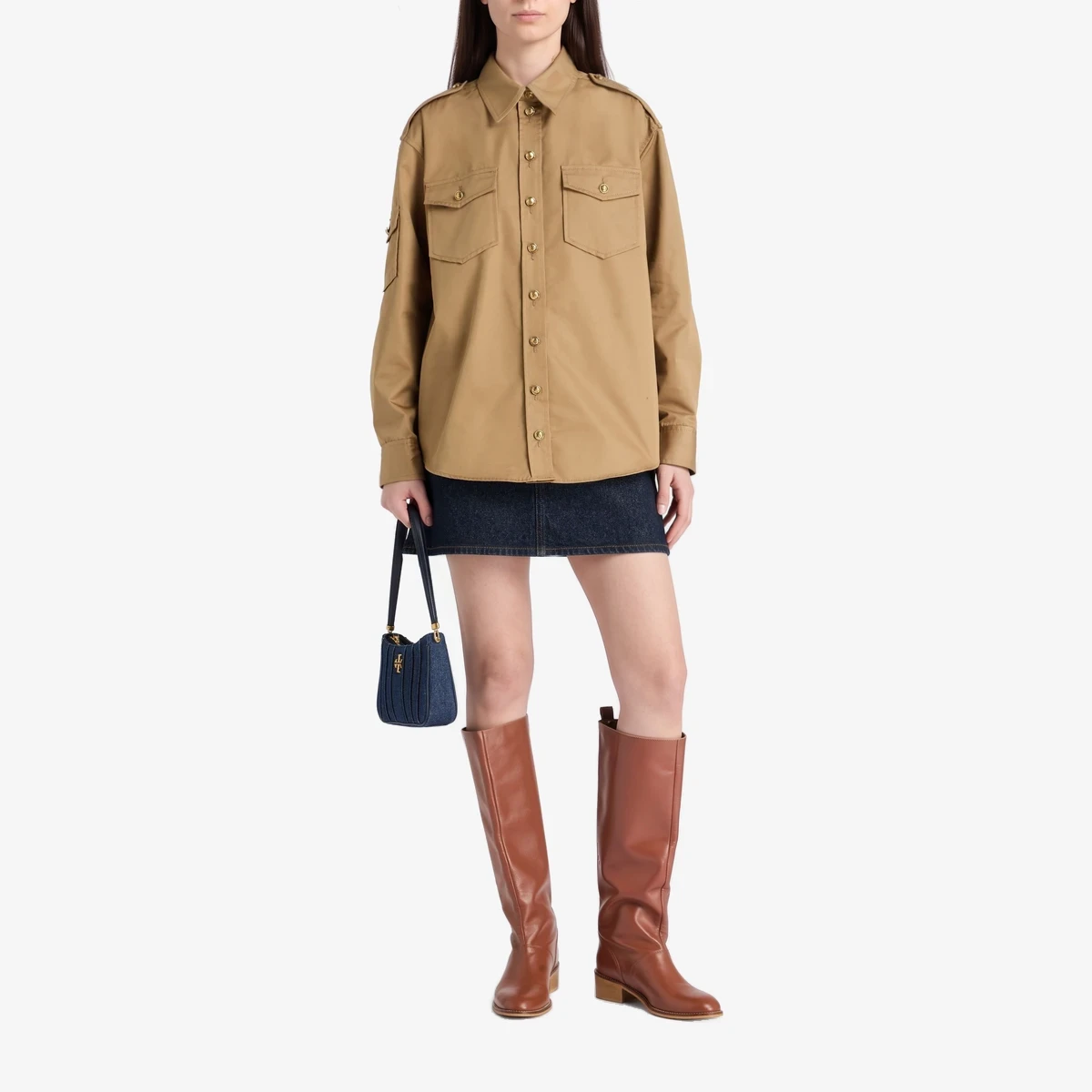 Cotton-Blend Twill Utility Shirt ხედი 2