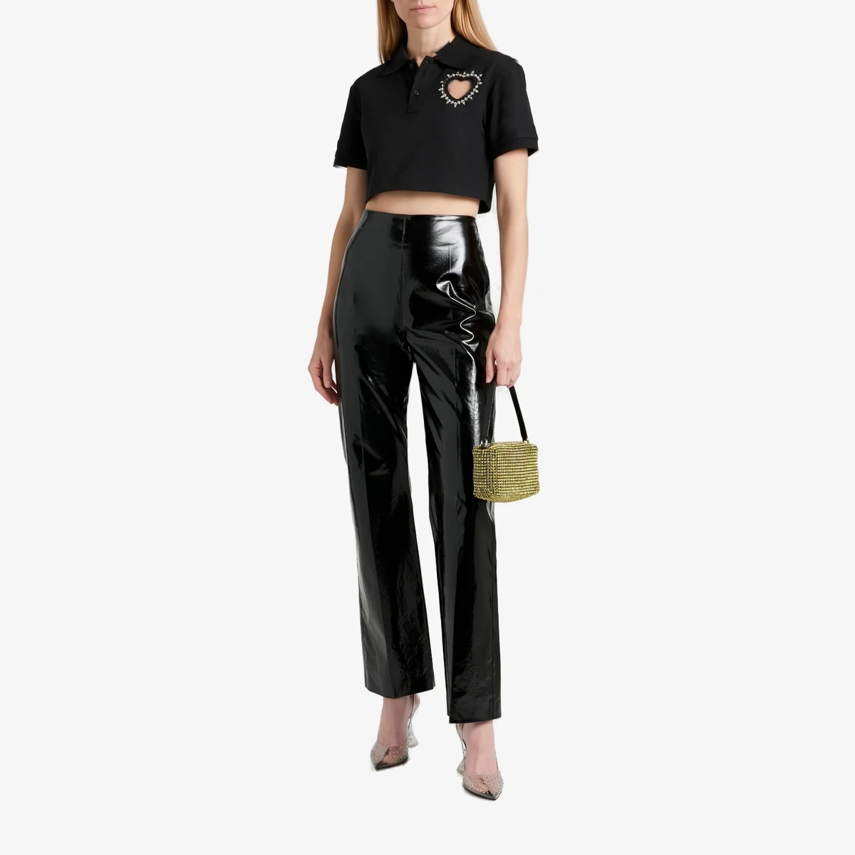 Cropped Embellished Cotton-Piqué Polo Shirt вид 2