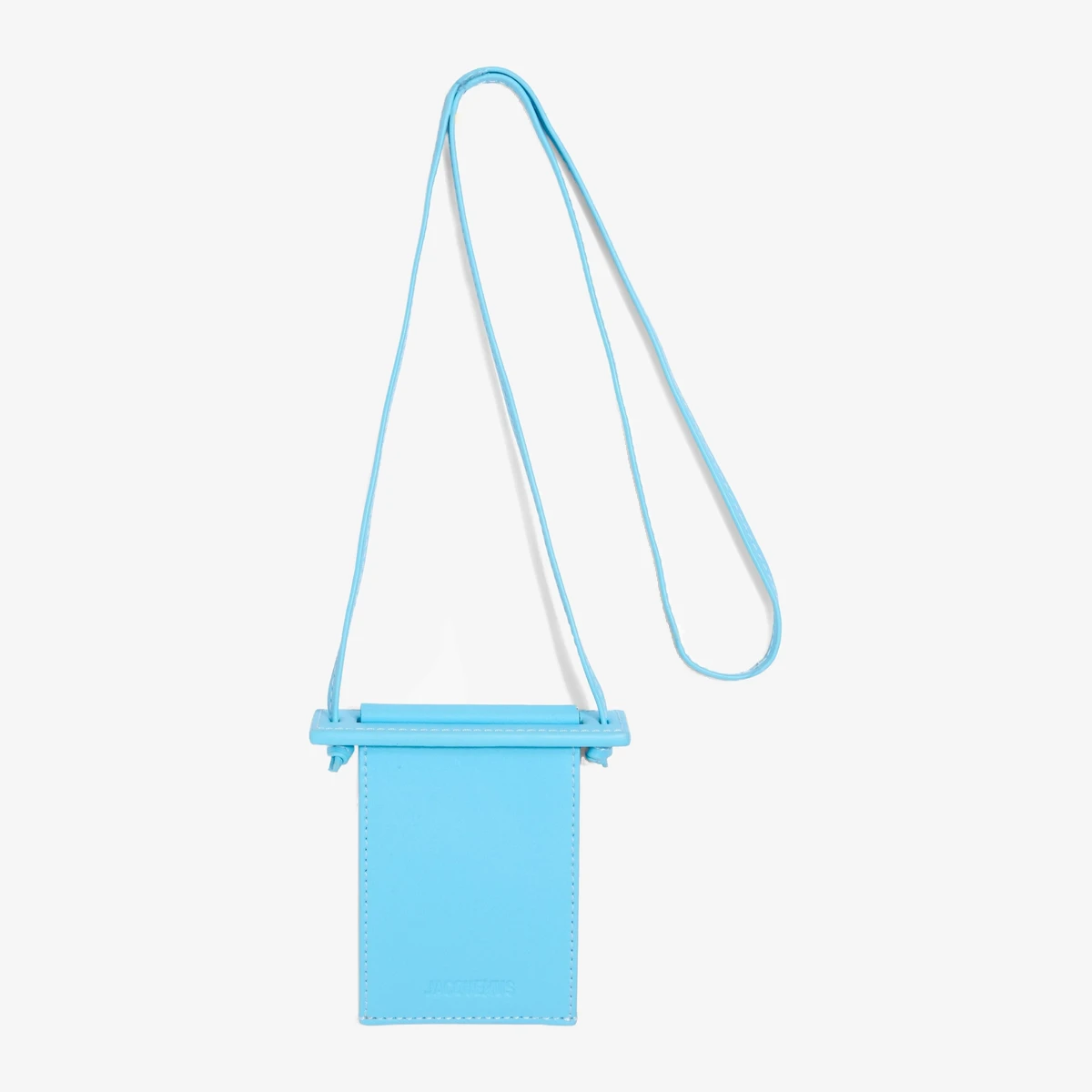 Jacquemus Le Porte Terra Leather Cardholder with Shoulder Strap in Teal