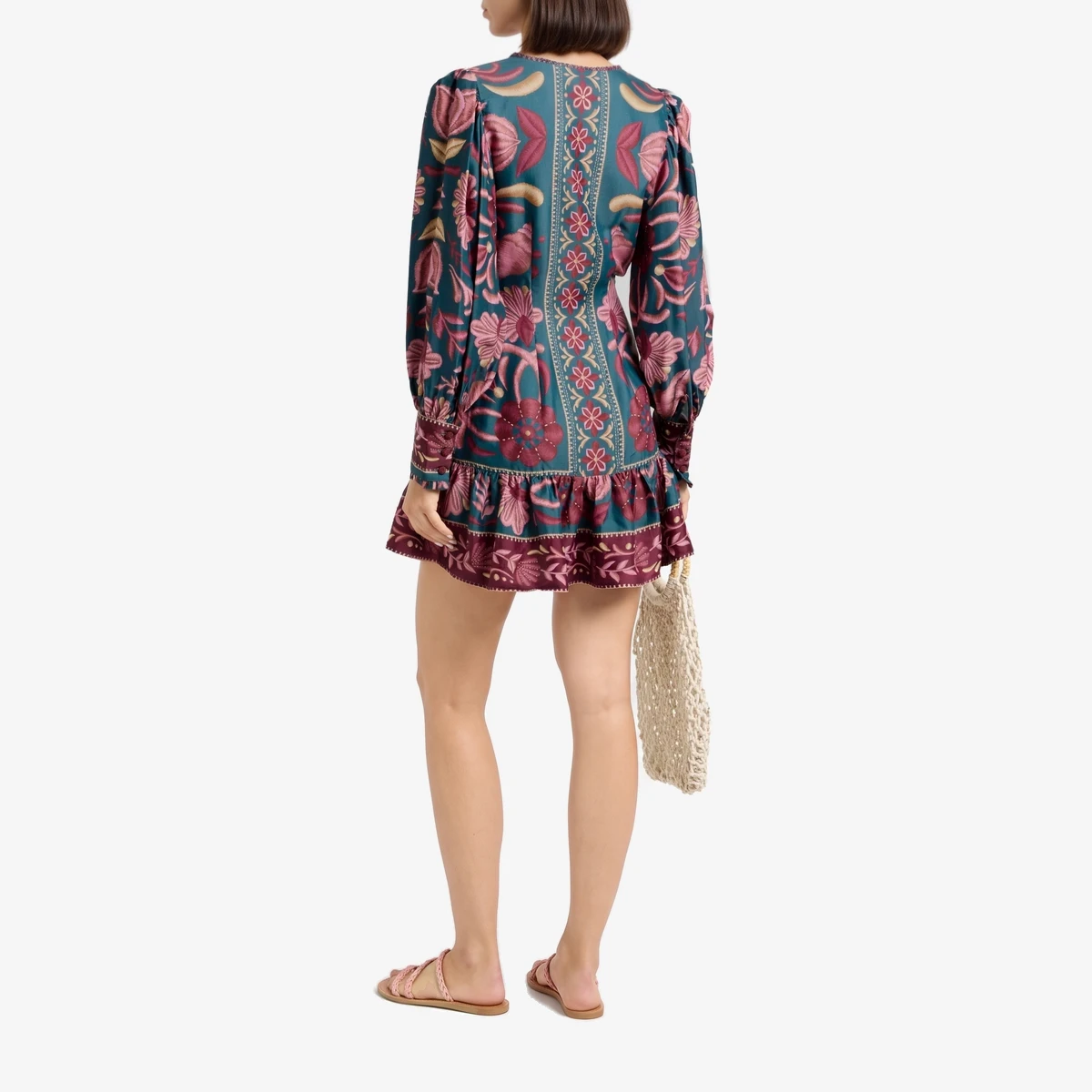 Ruffled Printed Satin Mini Dress вид 3