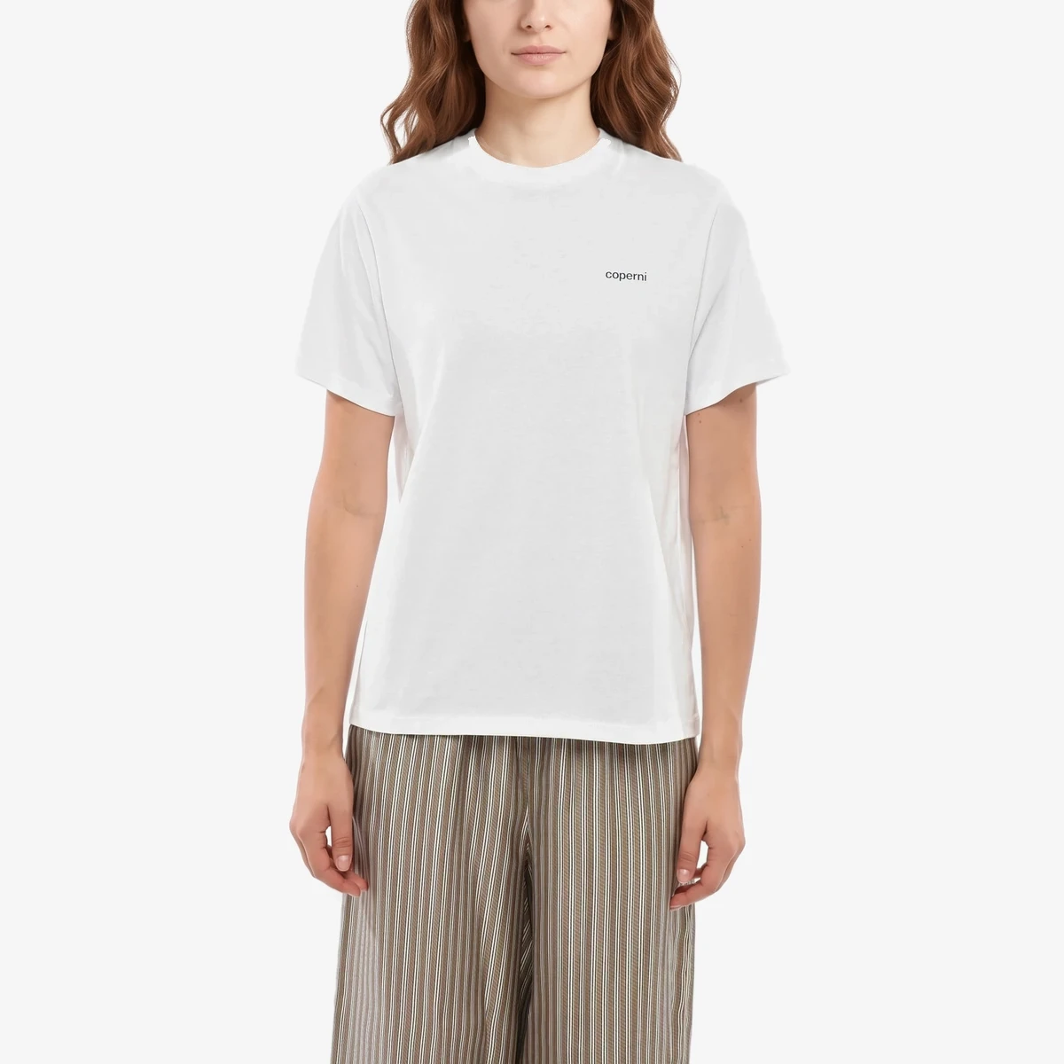 Coperni Cotton Crewneck T-Shirt With Contrast Logo Print in White