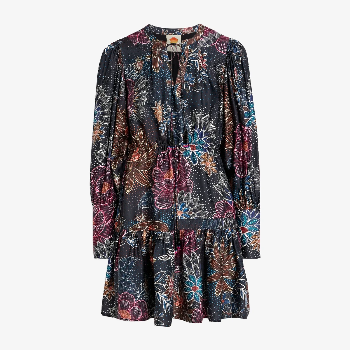 Farm Rio Printed Crepe Mini Dress in Black