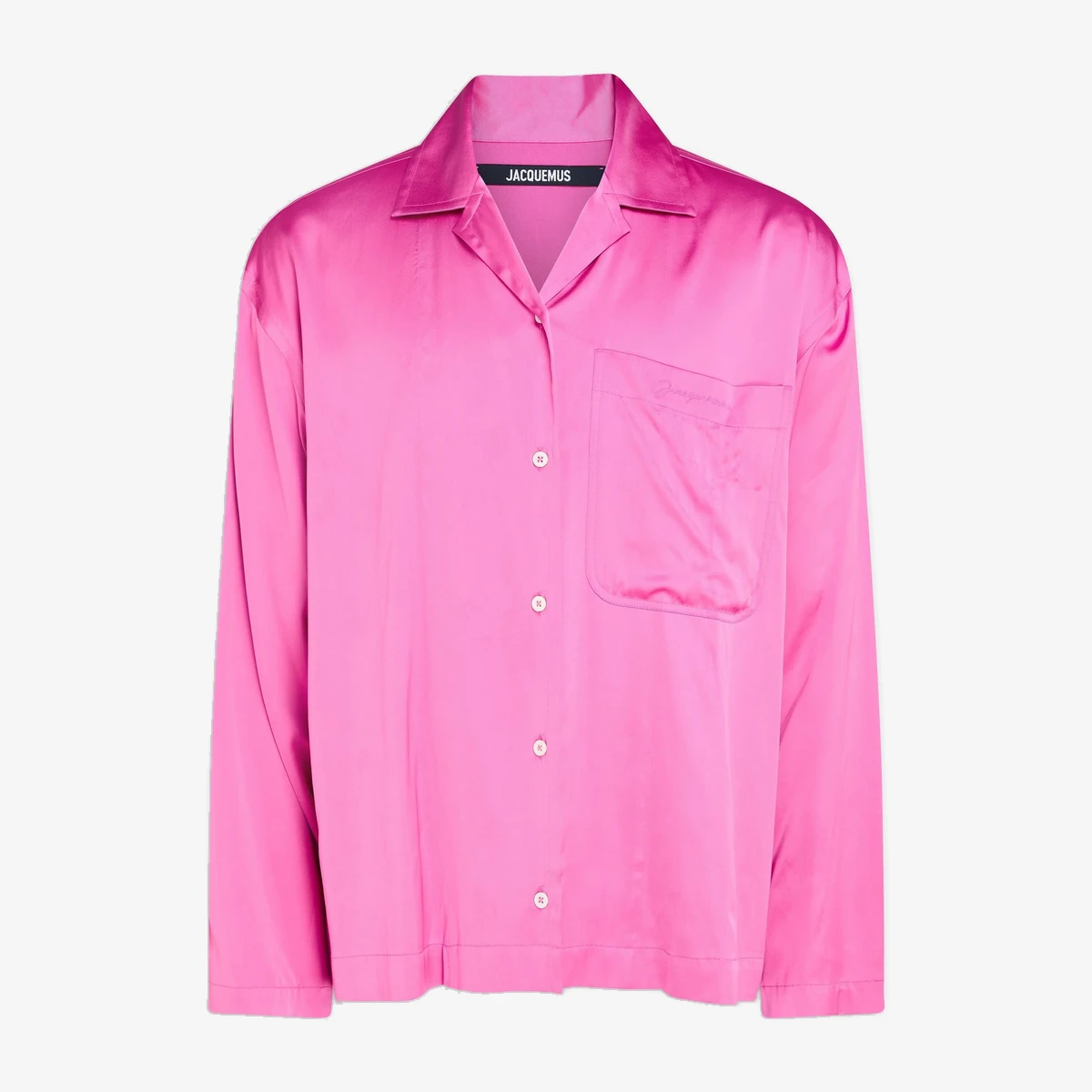 Jacquemus Satin-Twill Camp-Collar Shirt in Pink