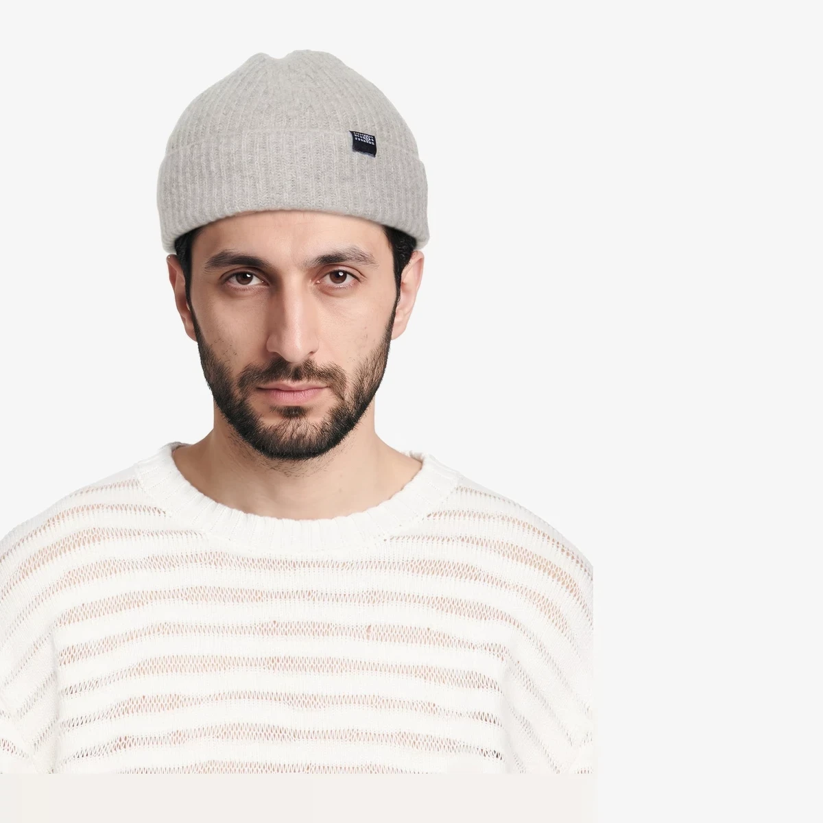 MM6 Maison Margiela Ribbed Wool Beanie in Grey