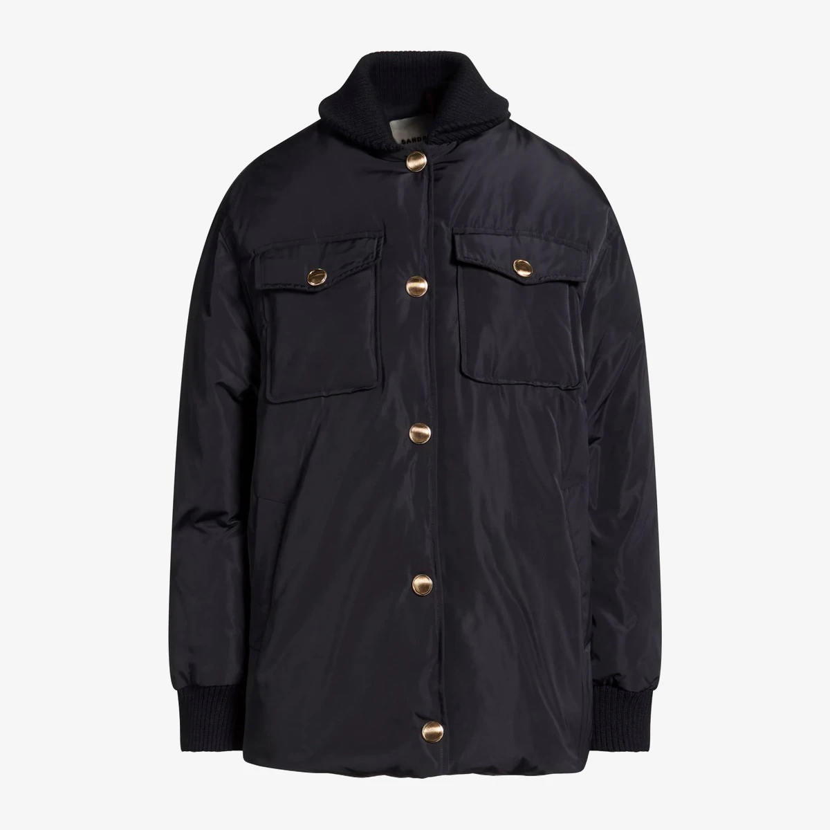 Sandro Quilted Jacket in Navy — Clothing | CATWALK
