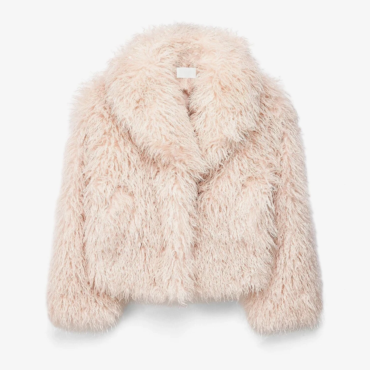 NA-KD Curly Short Faux Fur Jacket in Blush