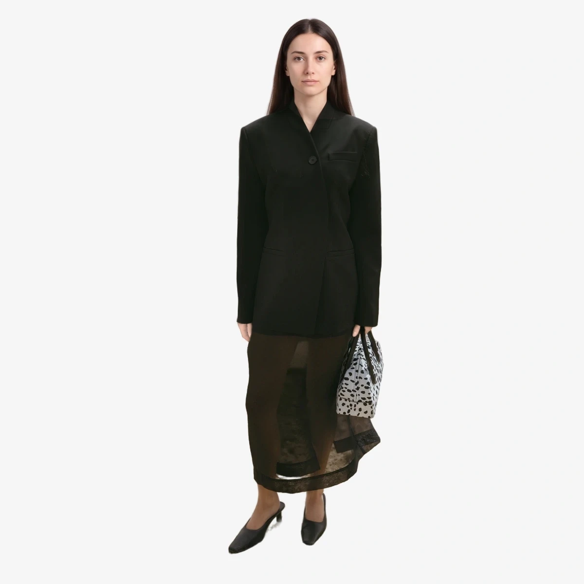 NA-KD High Collar Single Button Blazer in Black