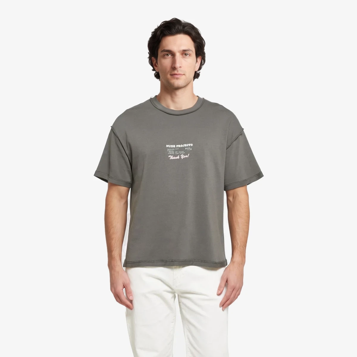 NUDE PROJECT Crew Neck T-Shirt in Grey