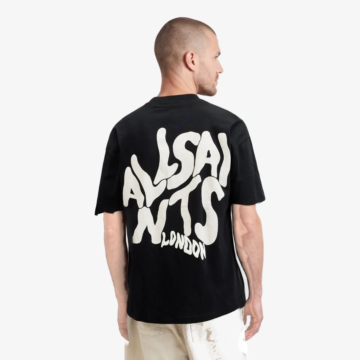 AllSaints Orlando Crew Print T-Shirt in Black