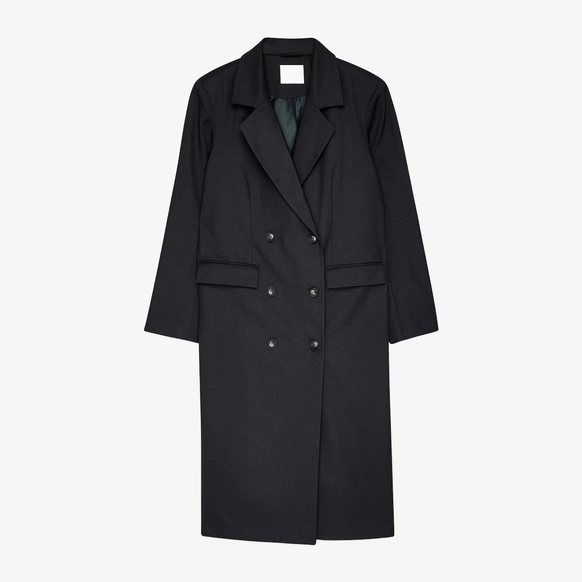 NA-KD Double Breasted Light Coat in Black