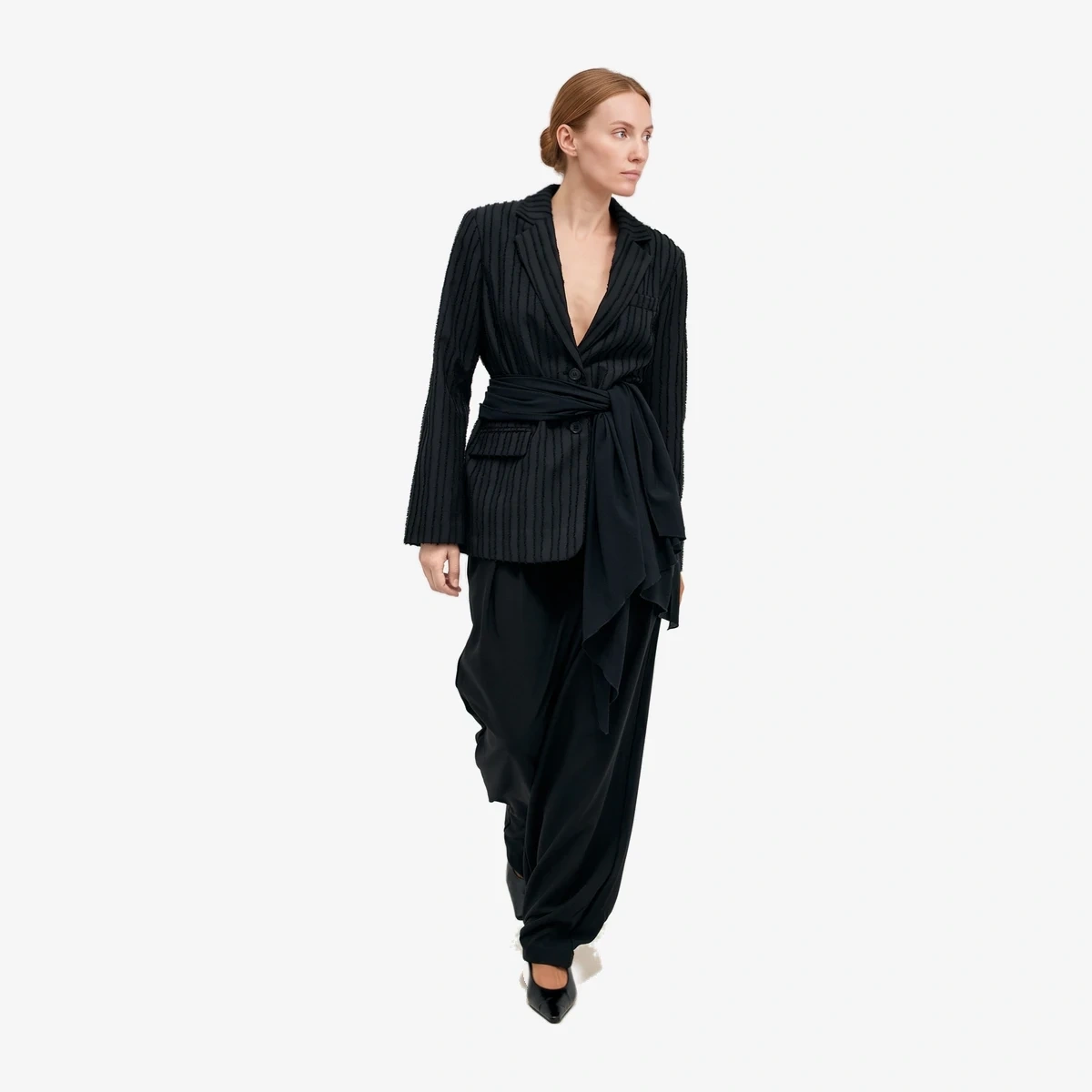 Oversized Textured Stripe Blazer view 2