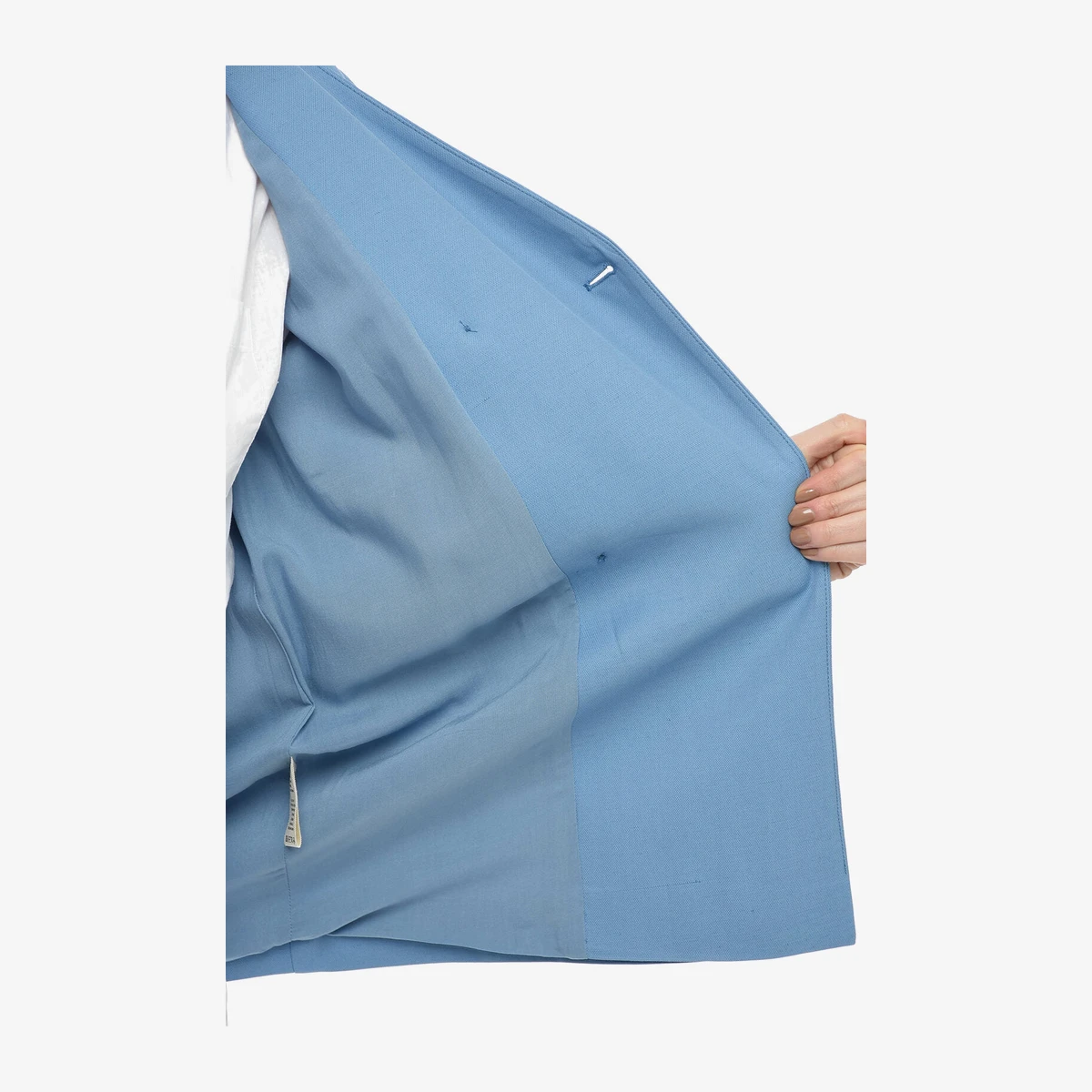 Double-Breasted Linen-Blend Blazer Without Lapels вид 2