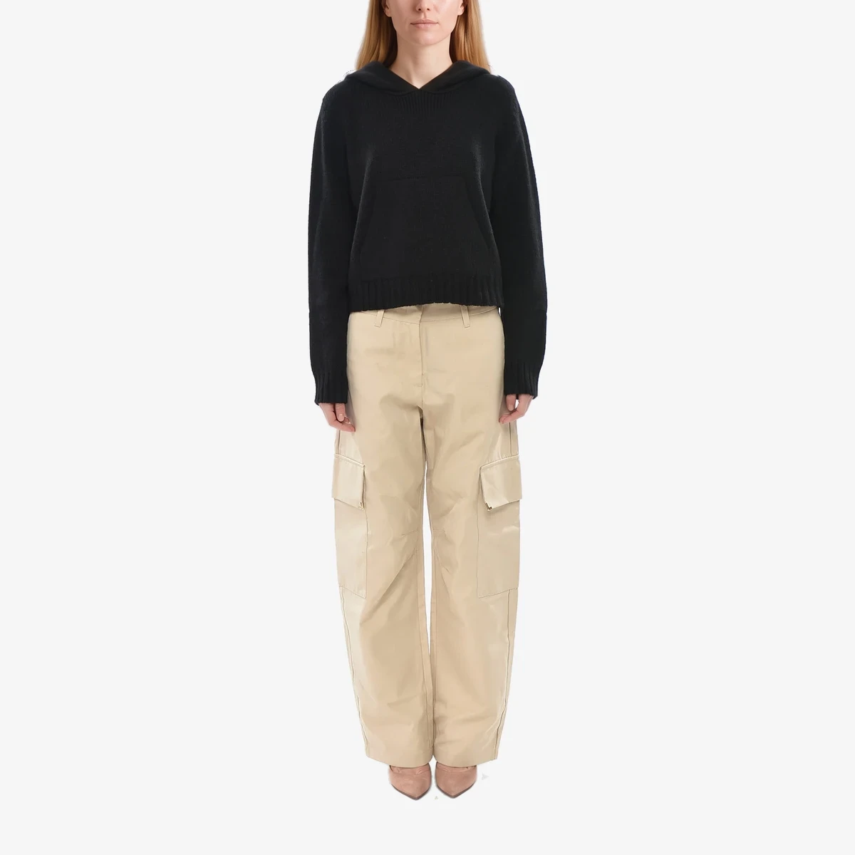 Wool-Blend Knit with Hood and Contrast Logo вид 2