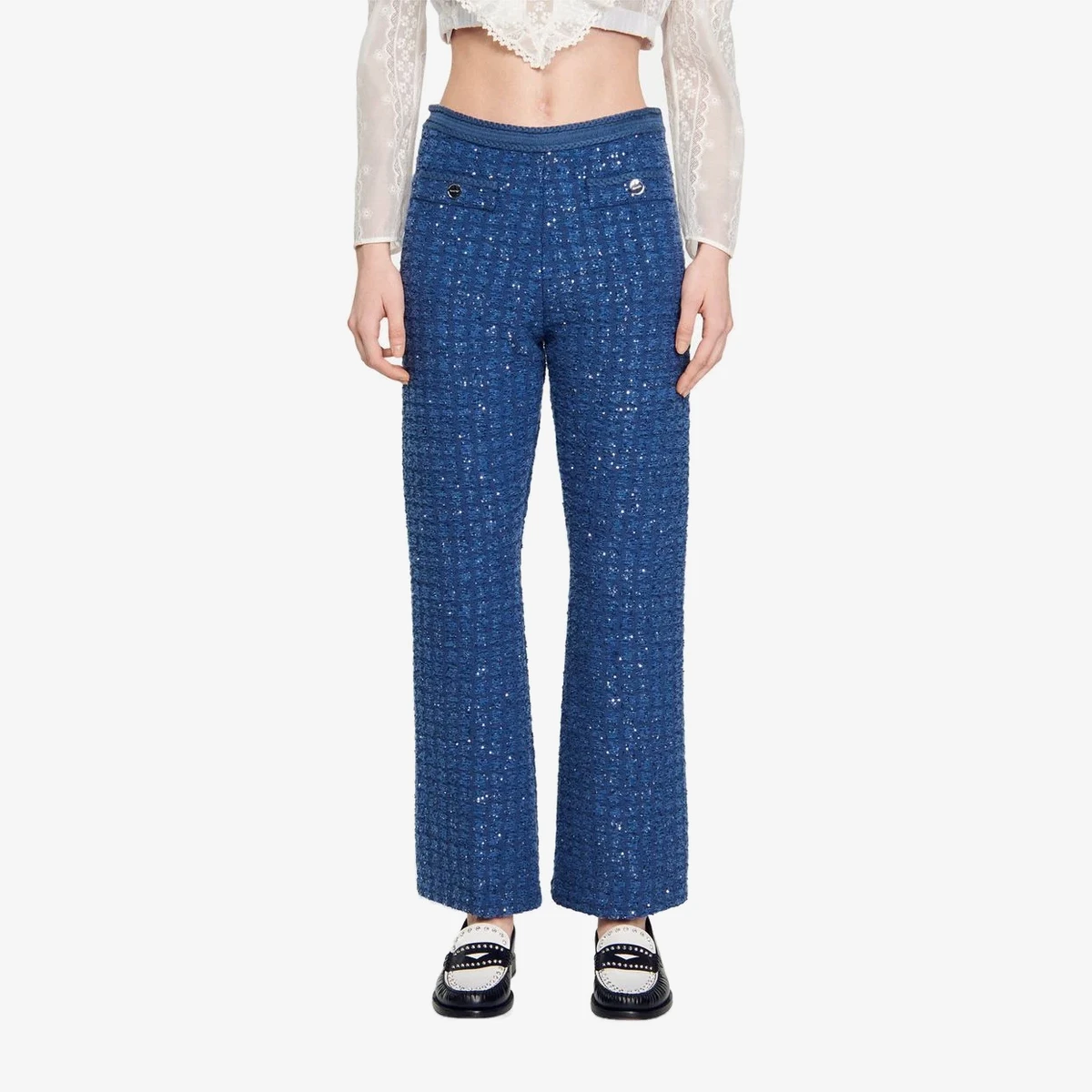 Sandro Tweed Trousers Palmira in Blue