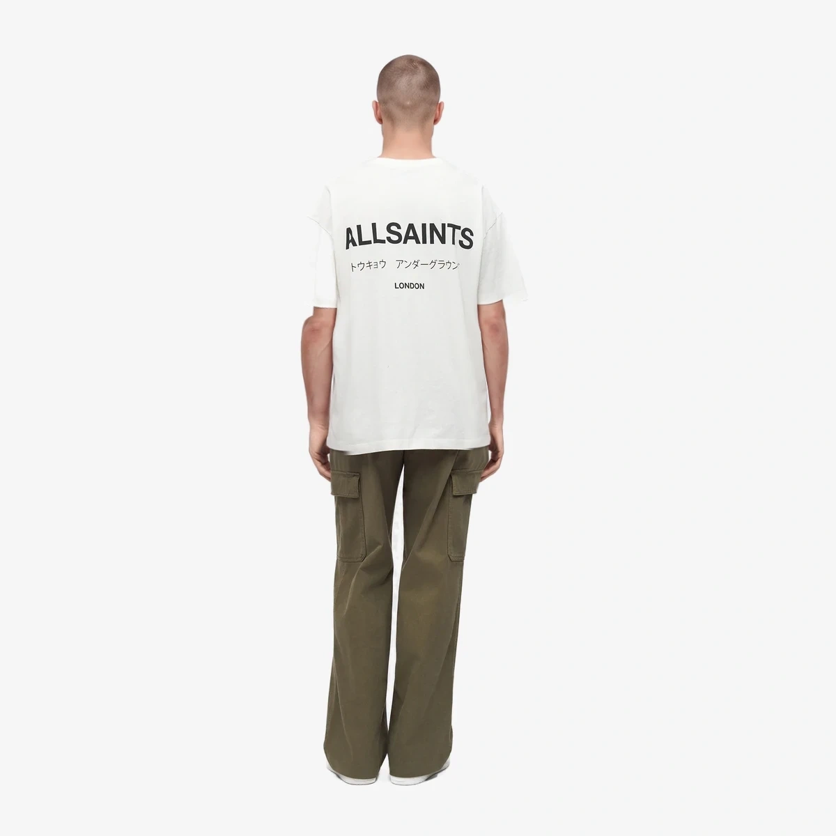 AllSaints Underground SS Crew Print T-Shirt in White