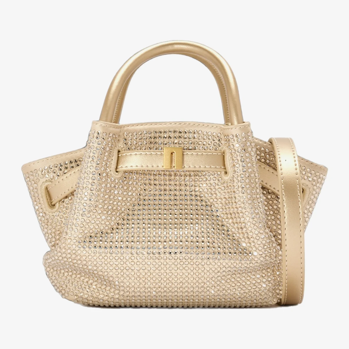 JW Pei mini Hana crystal-embellished top tote bag in Gold