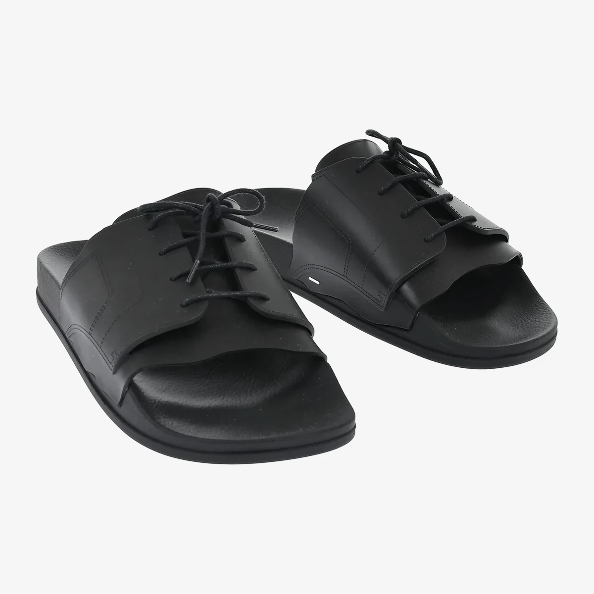 Maison Margiela MM22 Rubber Slides With Lace-Up Design in Black