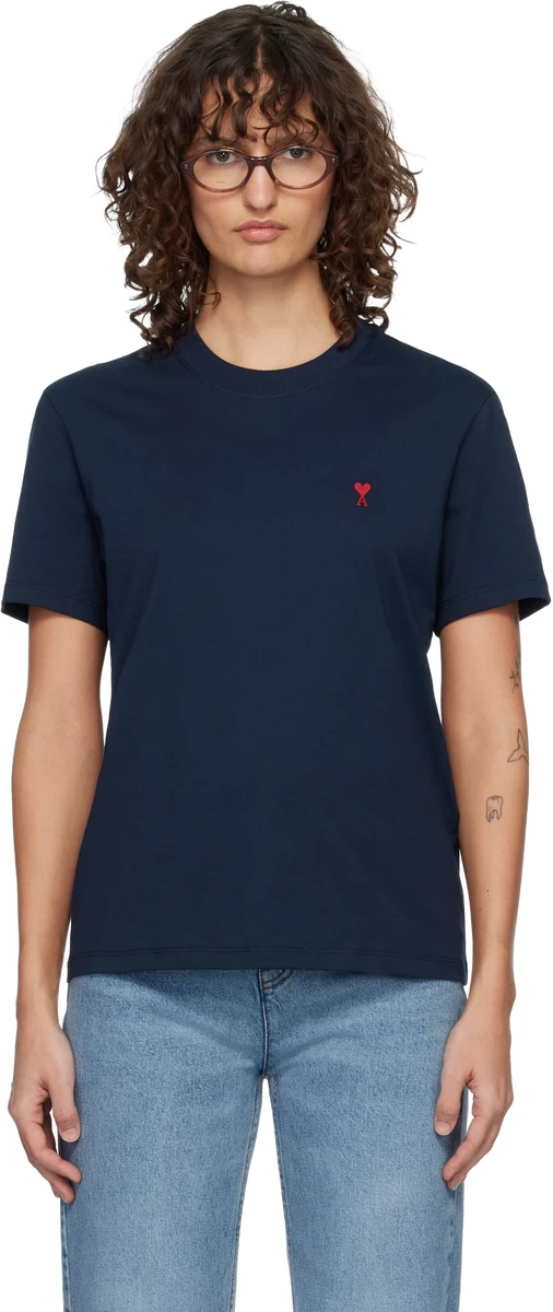AMI Paris Navy Ami de Coeur T-shirt in Navy