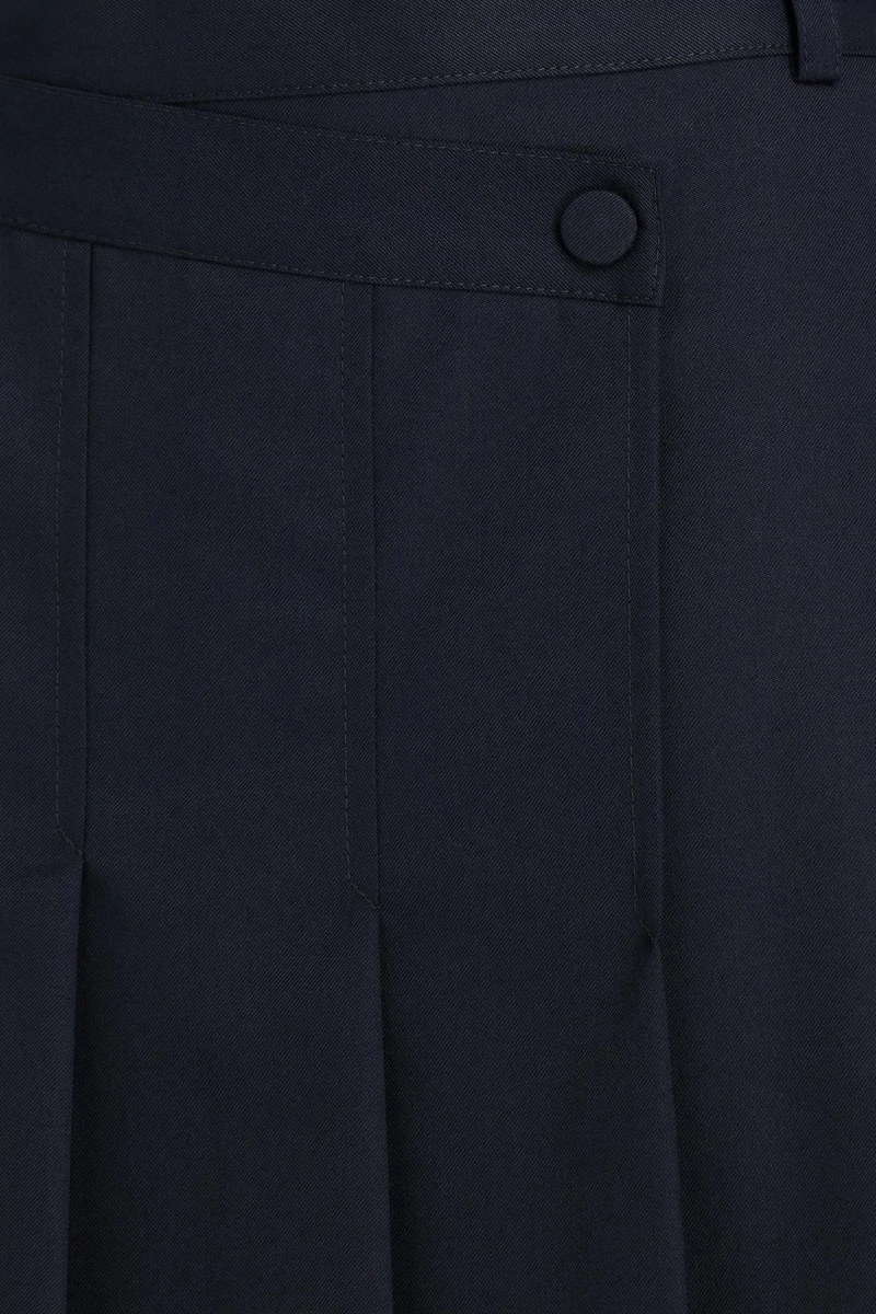 Wrap-Effect Pleated Twill Mini Skirt view 4