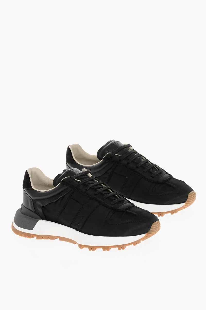 Maison Margiela MM22 Leather and Fabric Low-Top Sneakers in Black