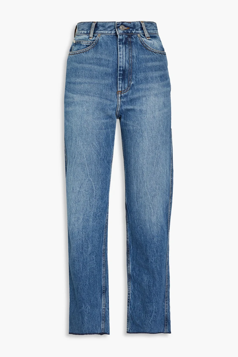 Sandro High-Rise Straight-Leg Jeans in Denim Blue