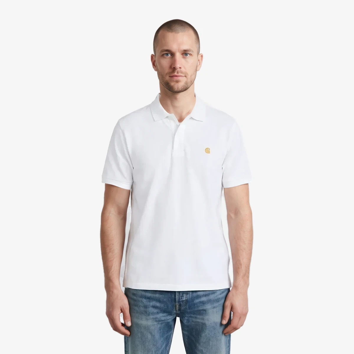 Carhartt WIP White Chase Pique Polo in White