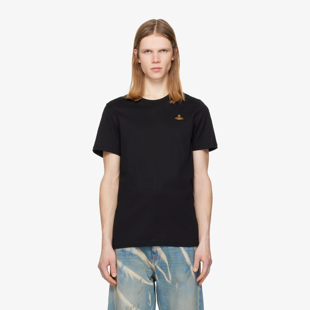 Vivienne Westwood Black Embroidered Logo T-shirt in Black