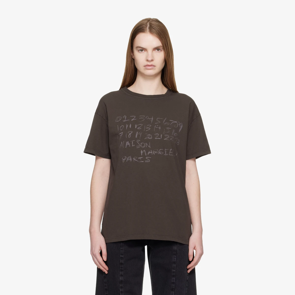 Maison Margiela Brown Numerical Cotton T-shirt in Brown