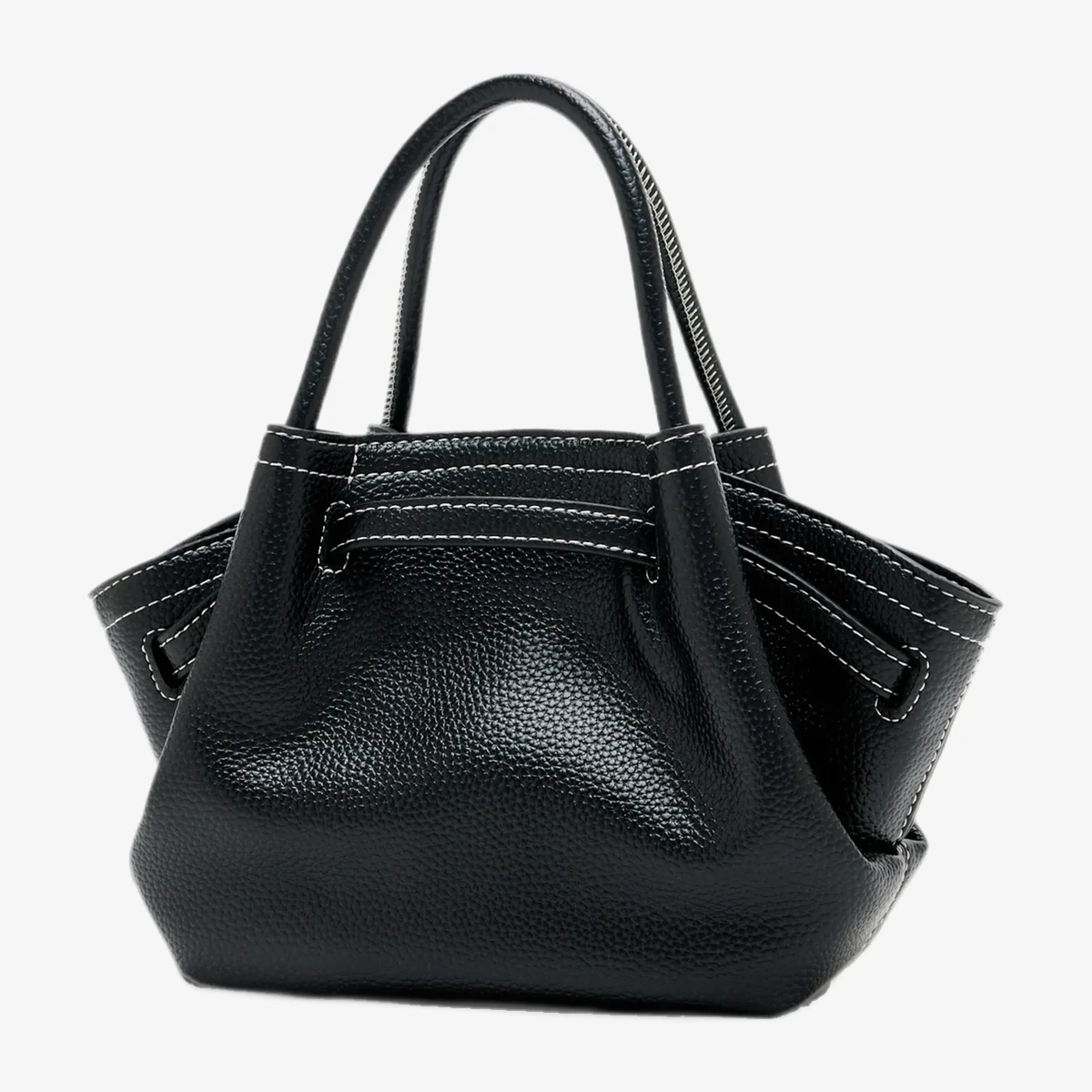 Mini Hana Contrast-Stitch Pebbled Tote Bag ხედი 2
