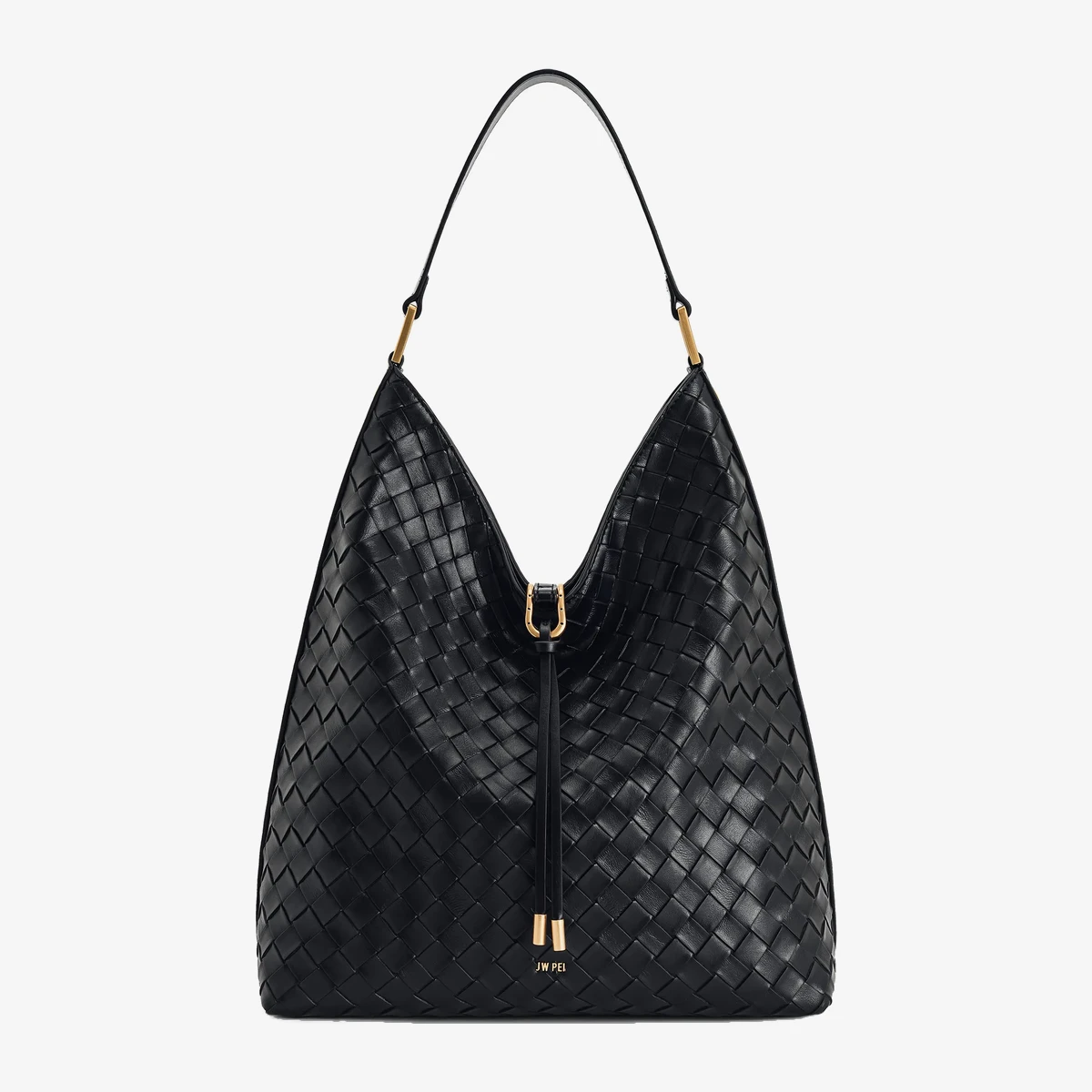 JW Pei Aria Woven Texture Shoulder Bag in Black