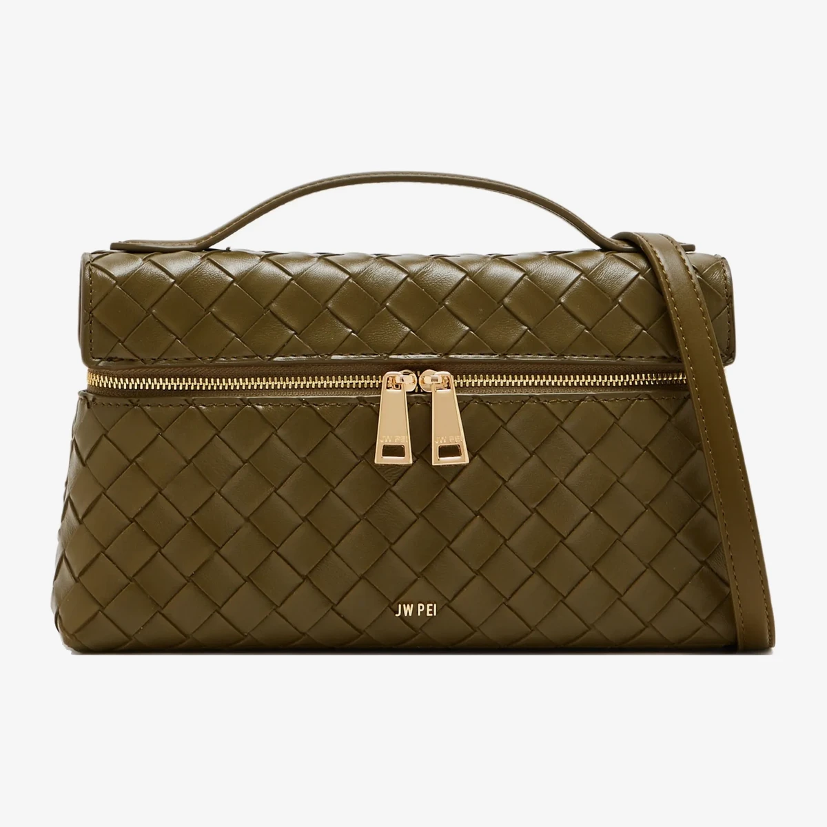 JW Pei Woven Top-Handle Satchel in Green