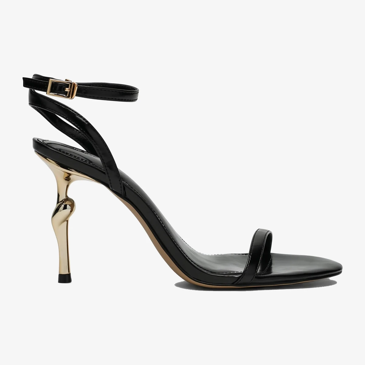 JW Pei Alivia Gold Metal Heel Sandals — Чёрный
