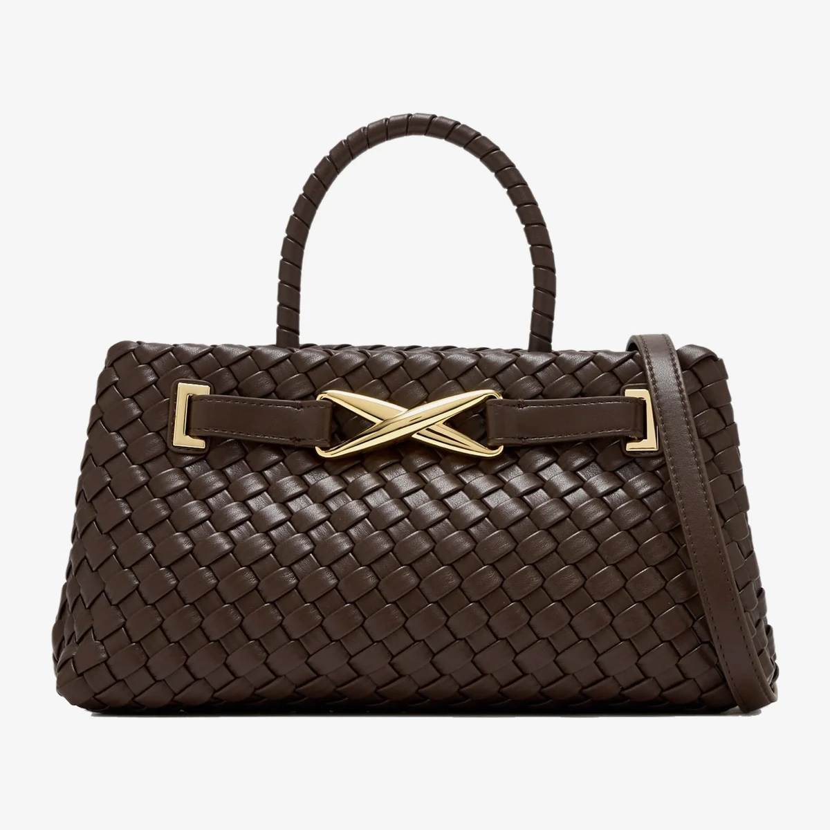JW Pei Woven Leather Tote Bag in Brown