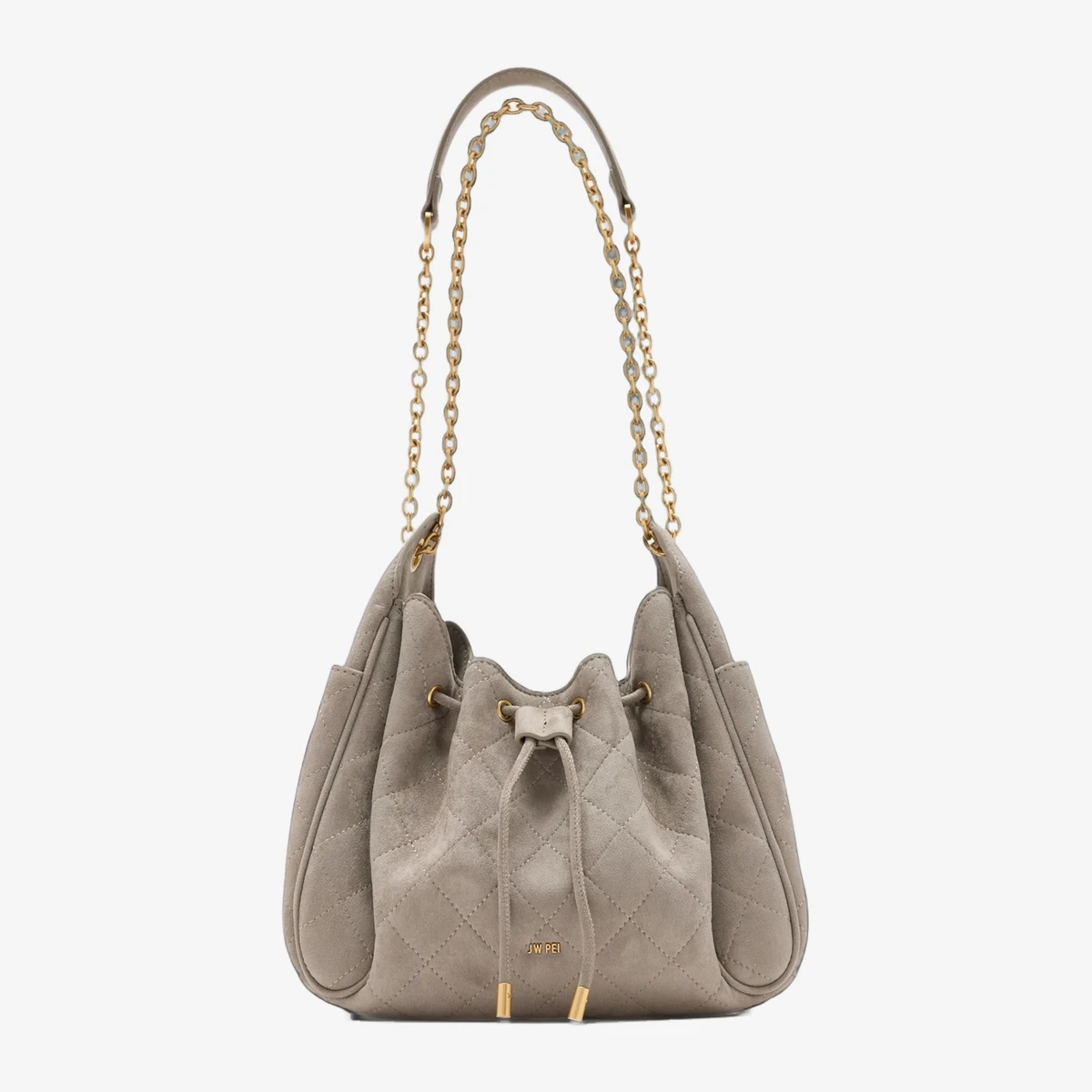 JW Pei Rowan Quilted Chain Bucket Bag in Grey