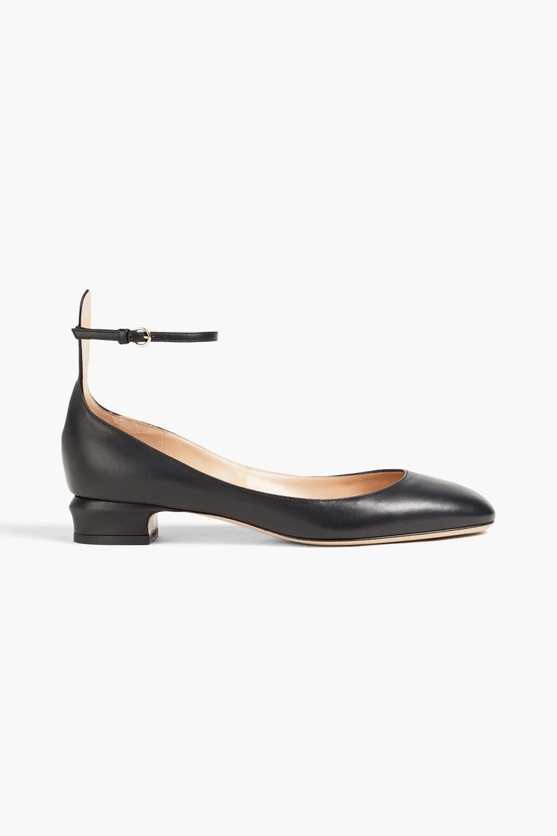 Valentino Garavani Tan-Go leather ballet flats in Black