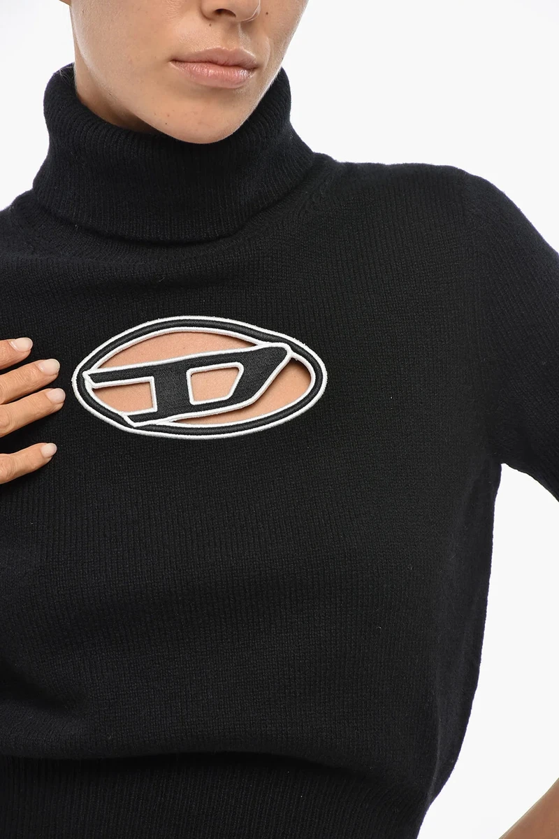 Wool And Cashmere High-Neck Knit Sweater M-ARGARET With Logo Cut-Out ხედი 2