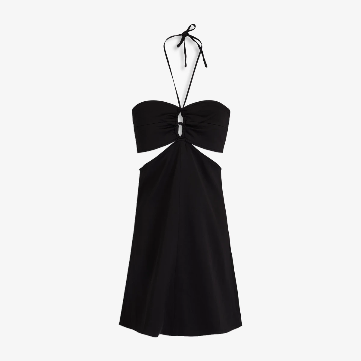 Maje Cutout Crepe Halterneck Mini Dress in Black