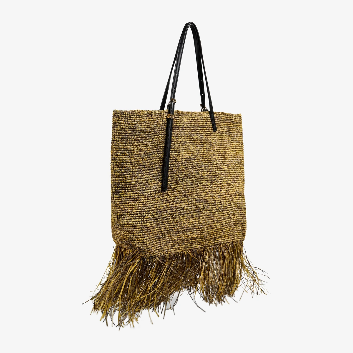 Fringed raffia tote ხედი 3