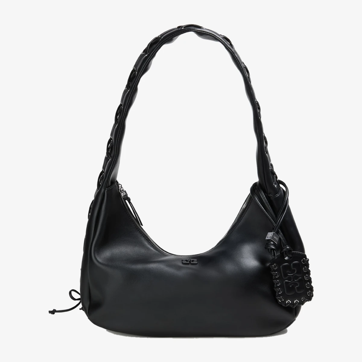 GANNI Laces leather shoulder bag in Black