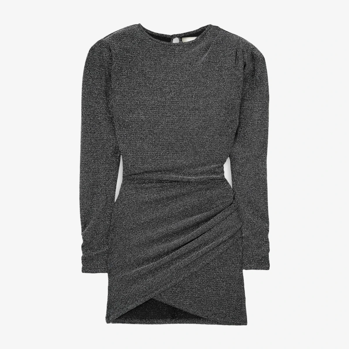 Marant Étoile Benedicte Gathered Metallic Stretch-Jersey Mini Dress in Silver