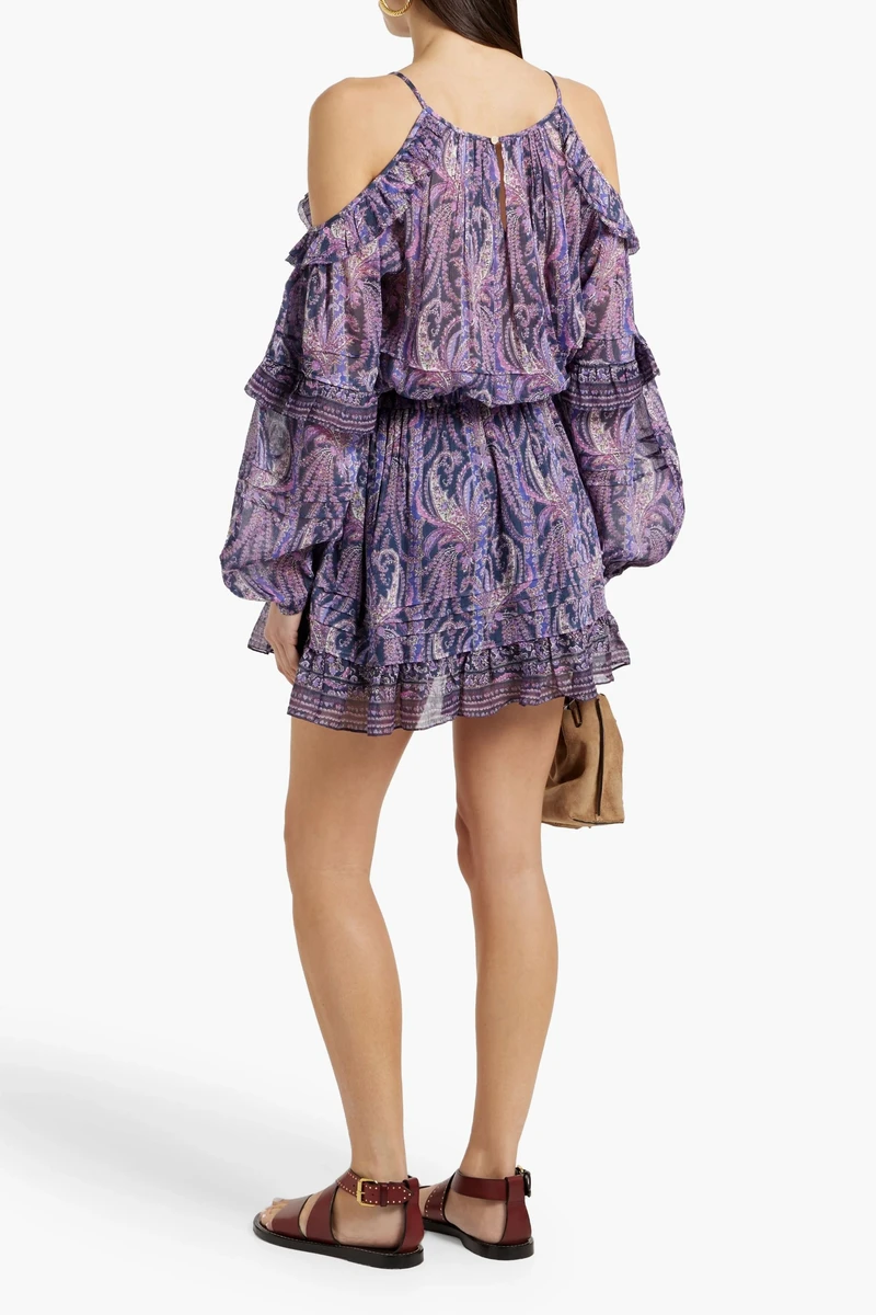 Gabinia Paisley-Print Cotton and Silk-Blend Crepon Mini Dress ხედი 3