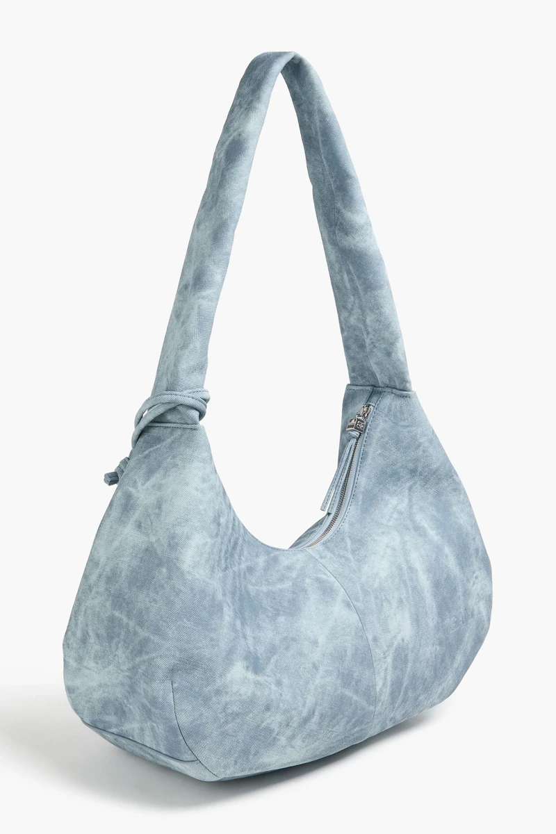 Bou medium denim-effect print shoulder bag ხედი 3