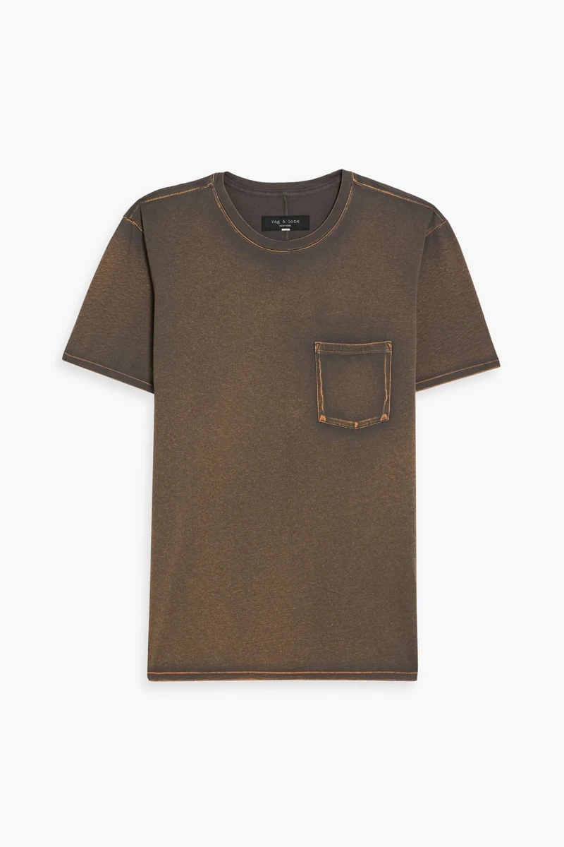 Rag & Bone Cotton-Jersey Pocket T-Shirt in Brown