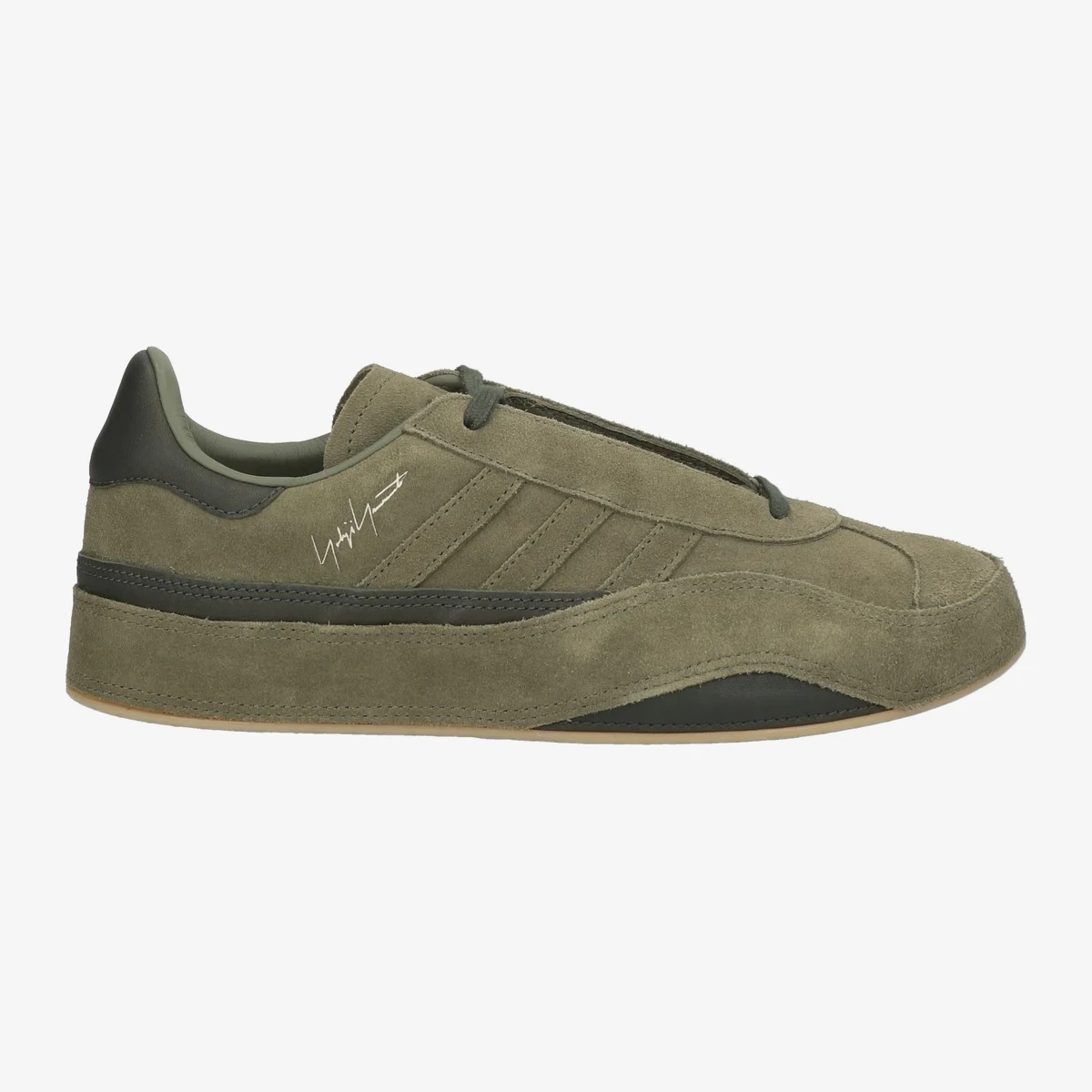 Y-3 Suede and Leather Low-Top Sneakers — ზეთისხილისფერი